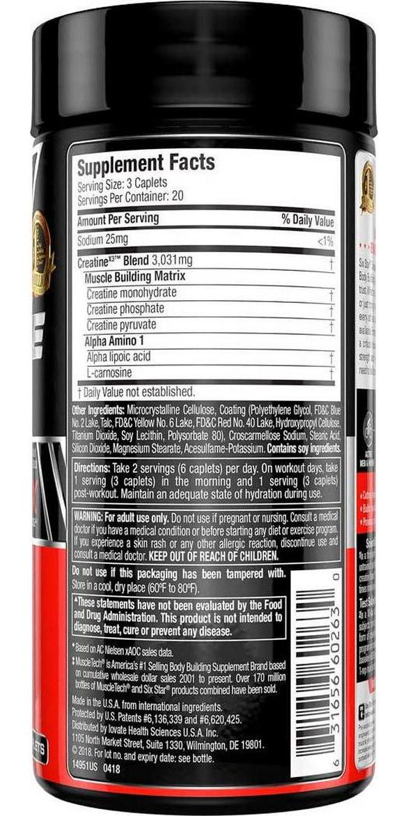 Creatine Pills | Six Star Post Workout X3 Creatine Capsules | Creatine Monohydrate Blend | Muscle Recovery and Muscle Builder for Men and Women | Creatine Supplements | Creatina Monohidratada, 20 Servings