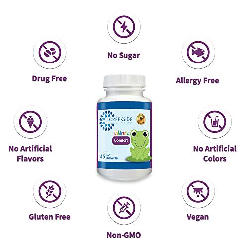 Creekside Naturals Children's Comfort with P5P, L5-HTP, Passionflower, Zinc, Pediatrician Formulated, Zero Sugar, Vegan, Berry Flavor, 45 Soft Chewables