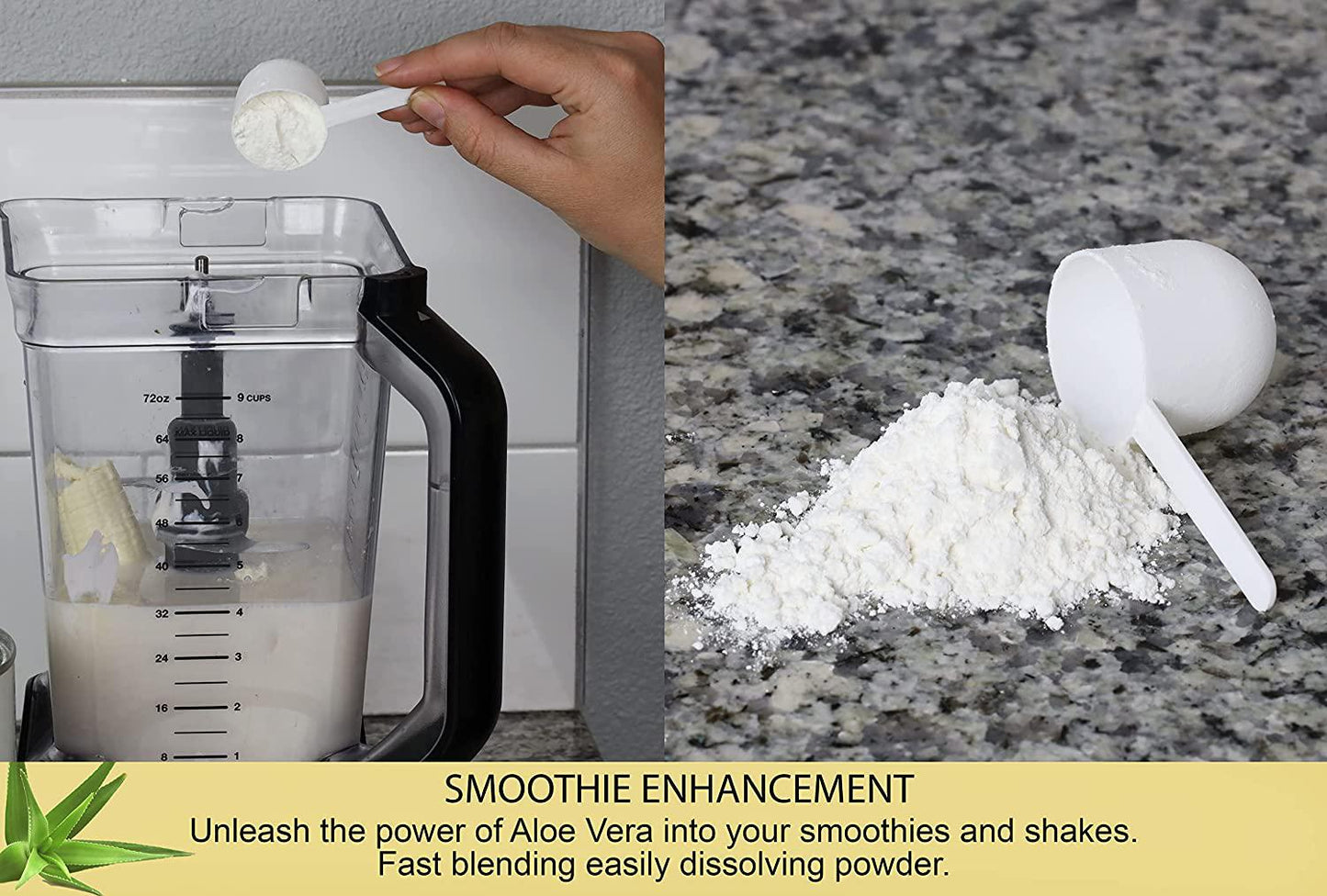 Crystaloe Powder of Life - Hydrolyzed Collagen and Aloe Vera, Sugar and Gluten Free, with Vitamin C, E, B, Biotin, Vanilla Flavor - 30 Servings