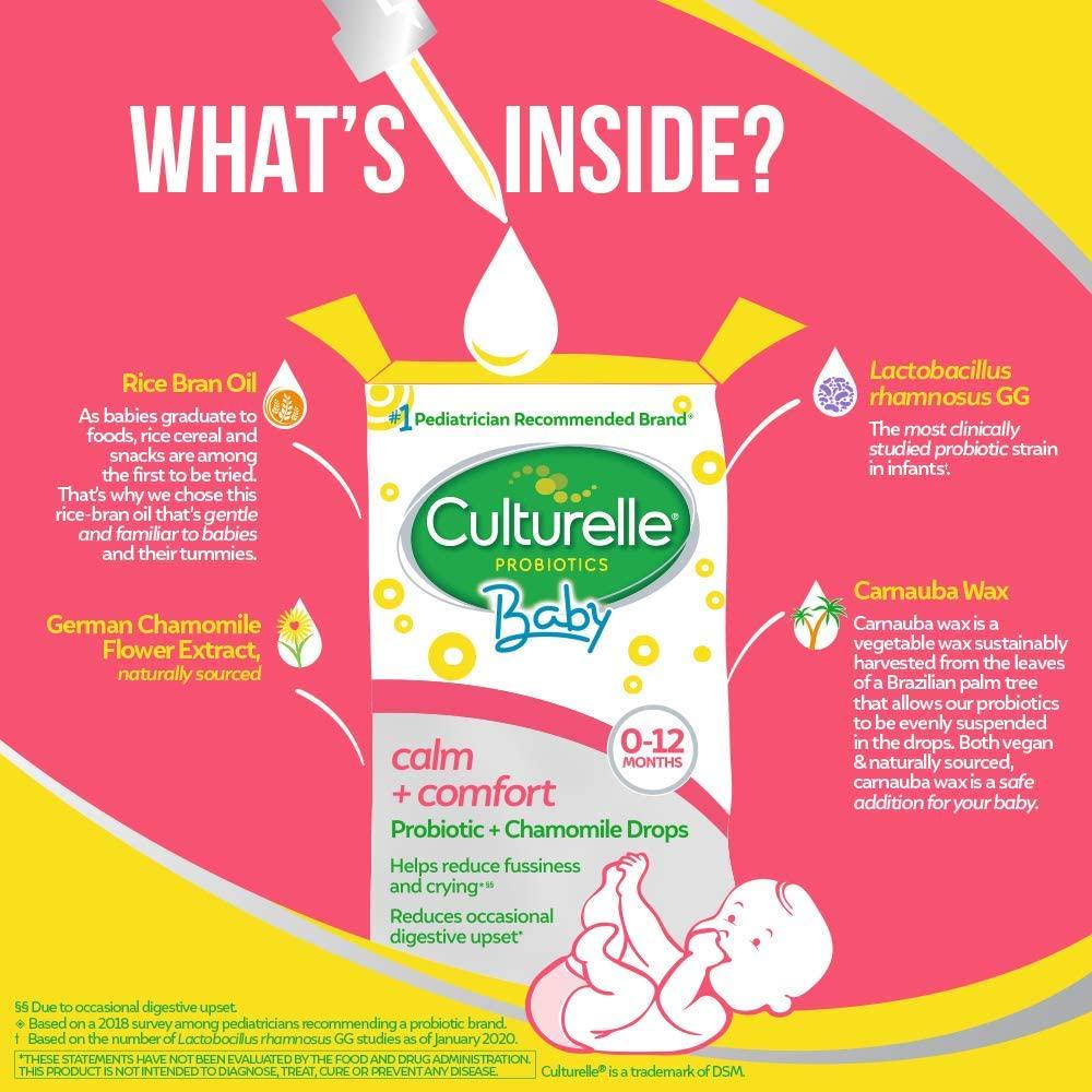 Culturelle Baby Calm + Comfort Probiotics + Chamomile Drops | Helps Reduce Occasional Infant Digestive Upset, 0.29 fl. oz. Drops