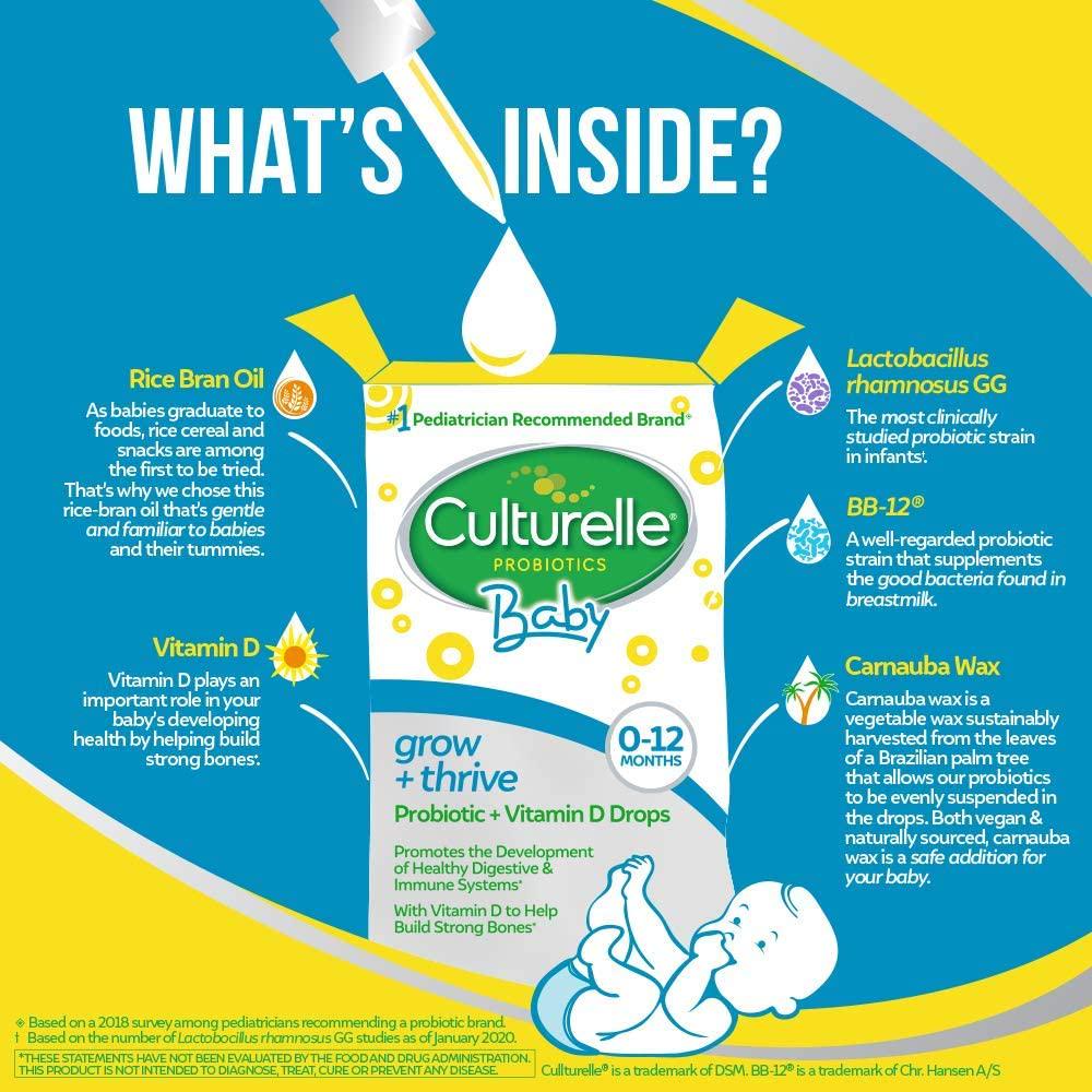 Culturelle Baby Grow + Thrive Probiotics + Vitamin D Drops | Supplements Good Bacteria Found in Breast Milk | Helps Promote a Healthy Immune System and Develop a Healthy Digestive System* | .30 fl. oz.