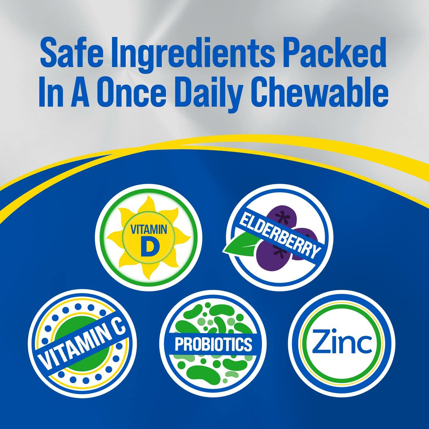 Culturelle Immune Defense, Probiotic + Elderberry, Vitamin C and Zinc, Immune Support for Adults, Mixed Berry Chewables, 28 CT