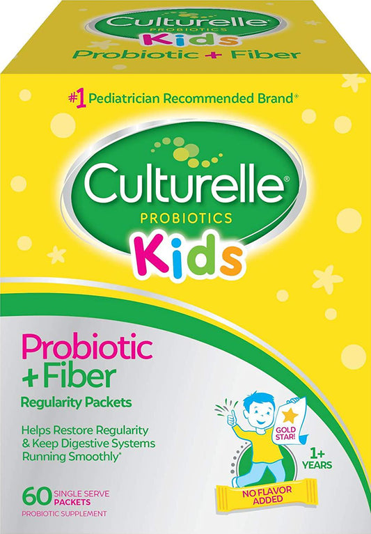 Culturelle Kids Regularity Probiotic and Fiber Dietary Supplement | Helps Restore Regularity and Keeps Kids' Digestive Systems Running Smoothly* | Works Naturally with Child'S Body* | 60 Single Packets