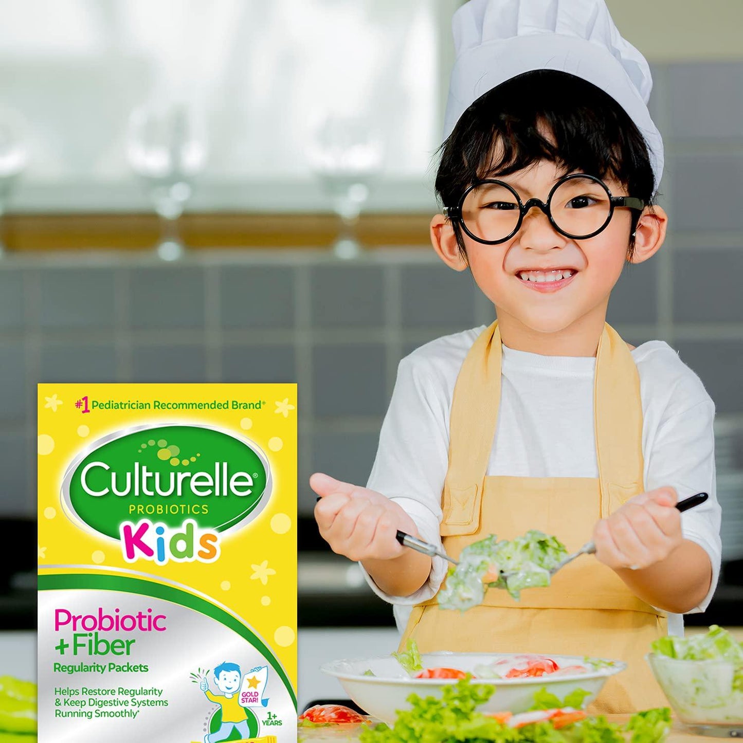 Culturelle Kids Regularity Probiotic and Fiber Dietary Supplement | Helps Restore Regularity and Keeps Kids' Digestive Systems Running Smoothly* | Works Naturally with Child'S Body* | 60 Single Packets