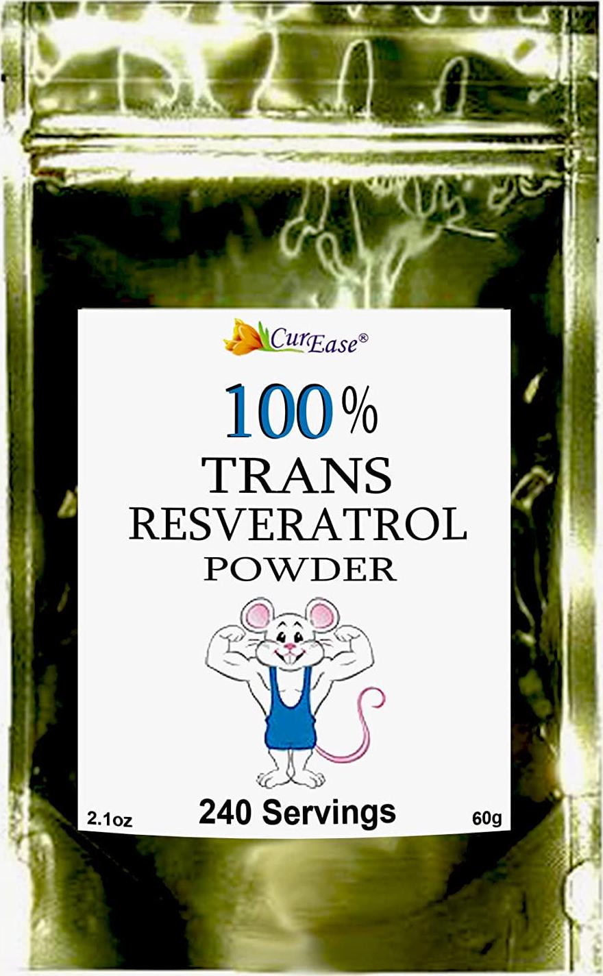 CurEase 100% Pure Trans Resveratrol Powder 240 Servings (60 Grams) 250mg Per Servings