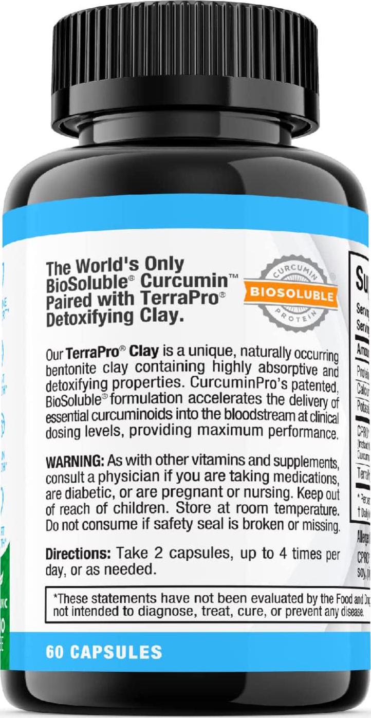 CurcuminPro Detox, The World&#039;s only BioSoluble Curcumin, Made from Organic Turmeric and a Clay Deposit, Our Organic Detox Capsules Provide The Power of CPRO with a Patented Clay Technology