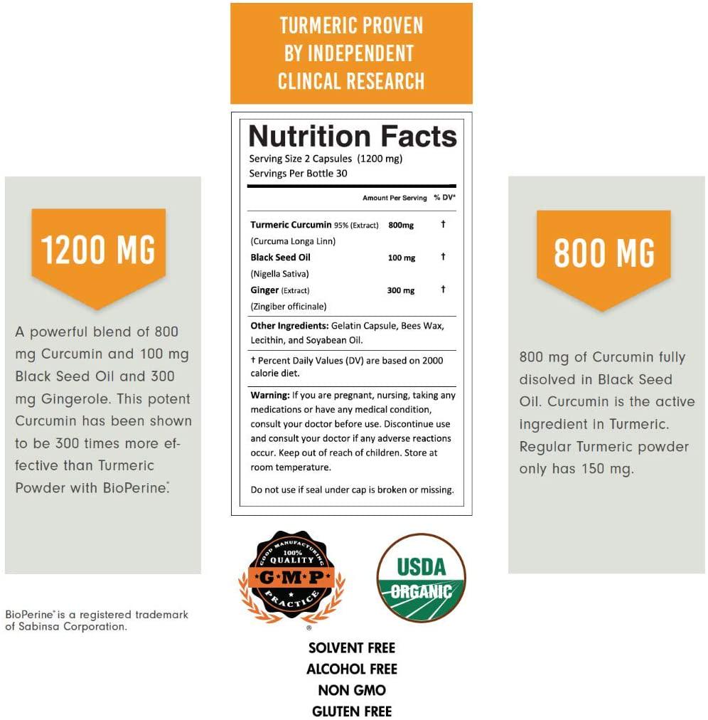 Curcumin Extra in Healthy Black Seed Oil (60 Capsules), Anti-Inflammatory, Antioxidant Supplement