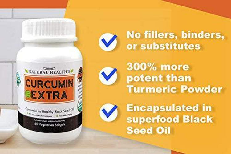 Curcumin Extra in Healthy Black Seed Oil (60 Capsules), Anti-Inflammatory, Antioxidant Supplement