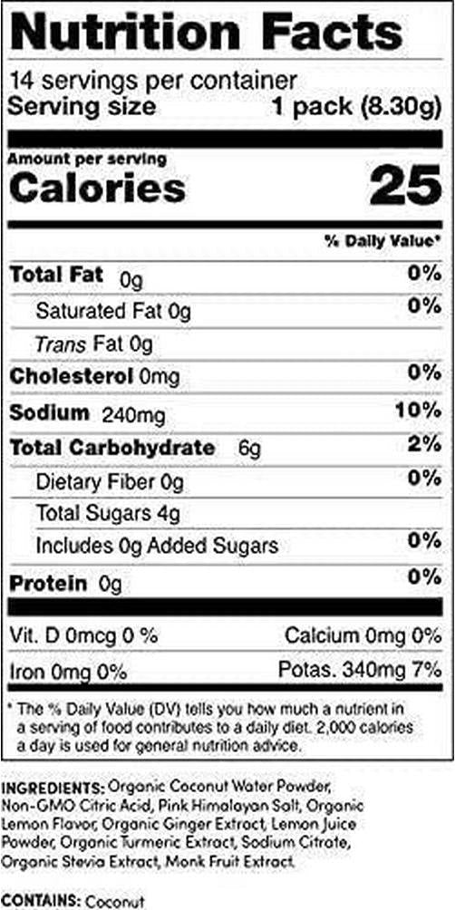 Cure Hydrating Electrolyte Mix | Electrolyte Powder for Dehydration Relief | Made with Coconut Water | No Added Sugar | Vegan | Paleo Friendly | Pouch of 14 Hydration Packets - Ginger Turmeric Flavor