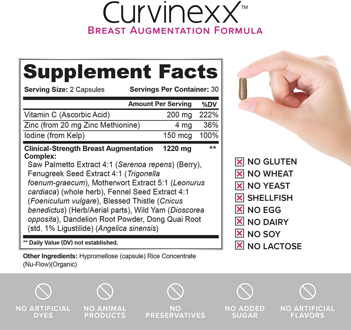 Curvinexx (3 Bottles): The Ultimate Natural Breast Growth and Enhancement Pills | Enlargement Supplement to Boost Your Confidence and Your Curves | With Fenugreek, Blessed Thistle and Dong Quai, 60 Caps