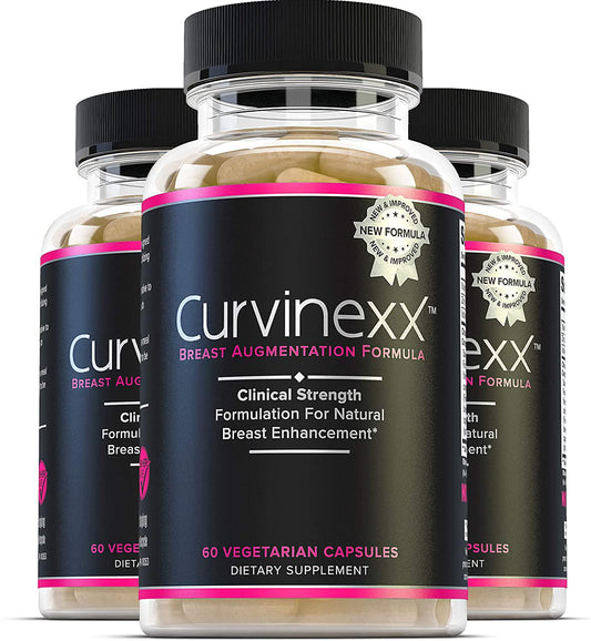 Curvinexx (3 Bottles): The Ultimate Natural Breast Growth and Enhancement Pills | Enlargement Supplement to Boost Your Confidence and Your Curves | With Fenugreek, Blessed Thistle and Dong Quai, 60 Caps