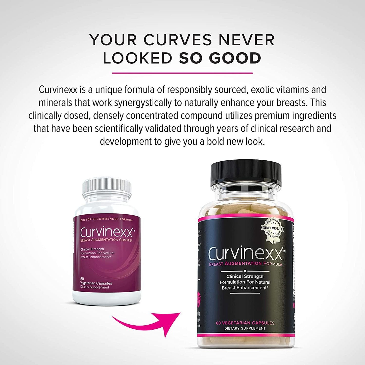 Curvinexx (3 Bottles): The Ultimate Natural Breast Growth and Enhancement Pills | Enlargement Supplement to Boost Your Confidence and Your Curves | With Fenugreek, Blessed Thistle and Dong Quai, 60 Caps