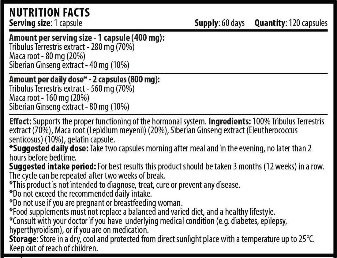 Cvetita Herbal, Femmes Tribulus bulgare, Tribulus for women, FORMULE INNOVANTE Bon fonctionnement du système hormonal (120 gélules)