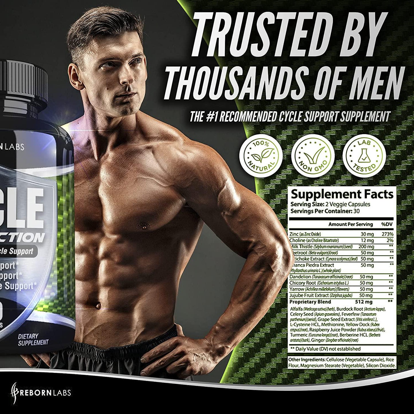 Cycle Protection | Premium Liver Support Supplement for Bodybuilders, Weightlifters, and Athletes | with Milk Thistle, Zinc, Dandelion, Berberine, and More | 60 Capsules