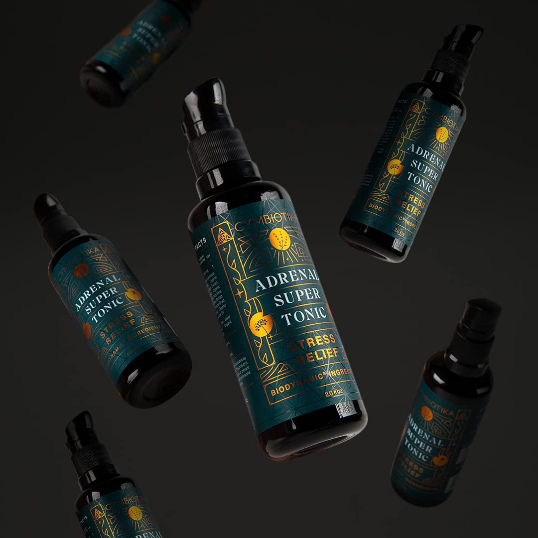 Cymbiotika Adrenal Super Tonic Zinc, Ashwagandha, Lavender, Holy Basil, Moringa Stress and Anxiety + Immune Support Supplement Vegan, Keto, Gluten Free - Berry Flavor