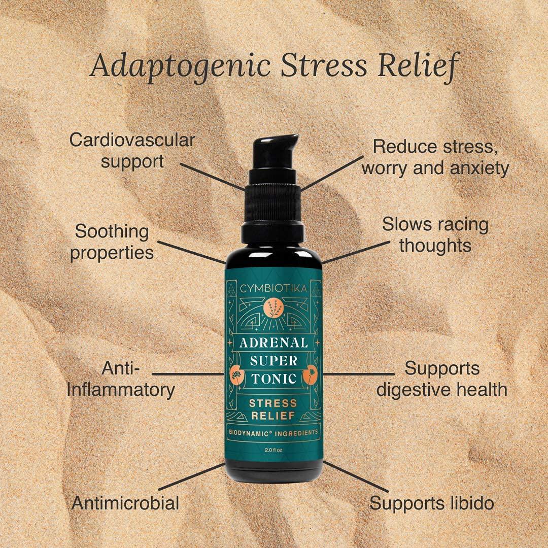 Cymbiotika Adrenal Super Tonic Zinc, Ashwagandha, Lavender, Holy Basil, Moringa Stress and Anxiety + Immune Support Supplement Vegan, Keto, Gluten Free - Berry Flavor