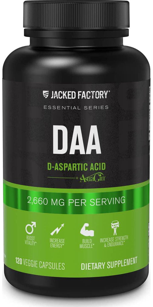 DAA D Aspartic Acid Supplement - Fortified with Astragin for Enhanced Absorption, Zero Artificial Fillers - 120 Veggie Capsule Pills