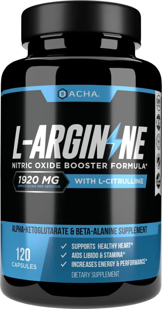 DACHA Premium L Arginine Pills - 1920 MG AAKG Nitric Oxide Precursor, L-Citrulline HCL, Essential Amino Acids for Energy, Muscle Growth, Heart Health, Vascularity and Stamina