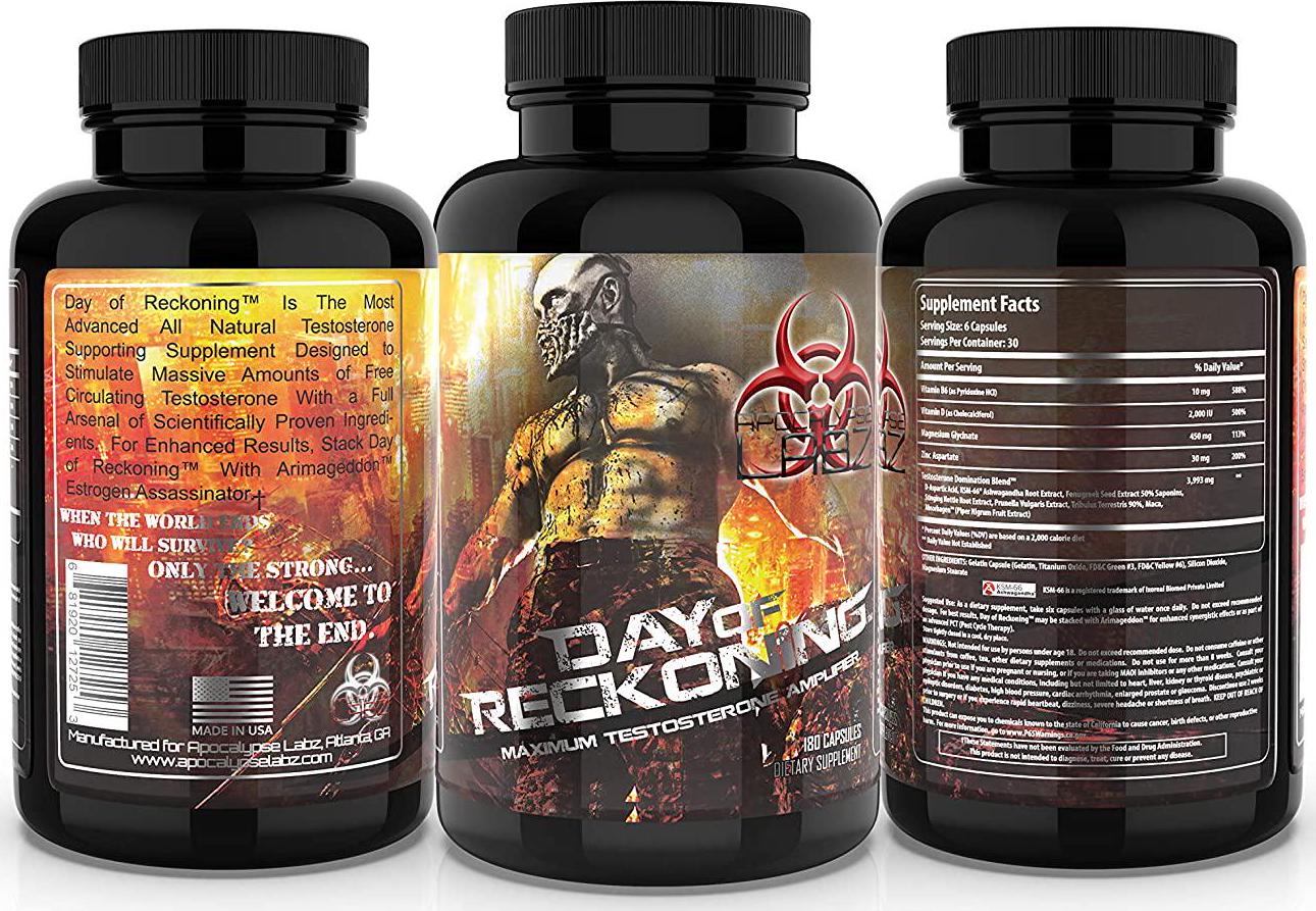 DAY OF RECKONING - NATURAL TESTOSTERONE BOOSTER, SUPPLEMENT NATURAL ENERGY, LEAN MUSCLE GROWTH, PROMOTE FAT LOSS, INCREASE MALE PERFORMANCE