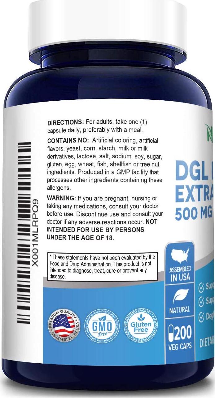 DGL Licorice Extract 3800mg 200 Capsules (Non-GMO and Gluten Free) - Supports Digestive and Respiratory Function