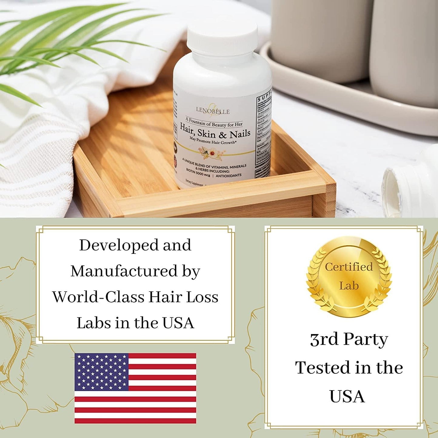 DHT Blocker for Women, Biotin 5000mcg, Hair Vitamins for Faster Hair Growth for Women, Saw Palmetto, Bamboo Silica, Hair Food, Women`s Hair Loss Supplements, Vegetarian, 60-Count Bottle