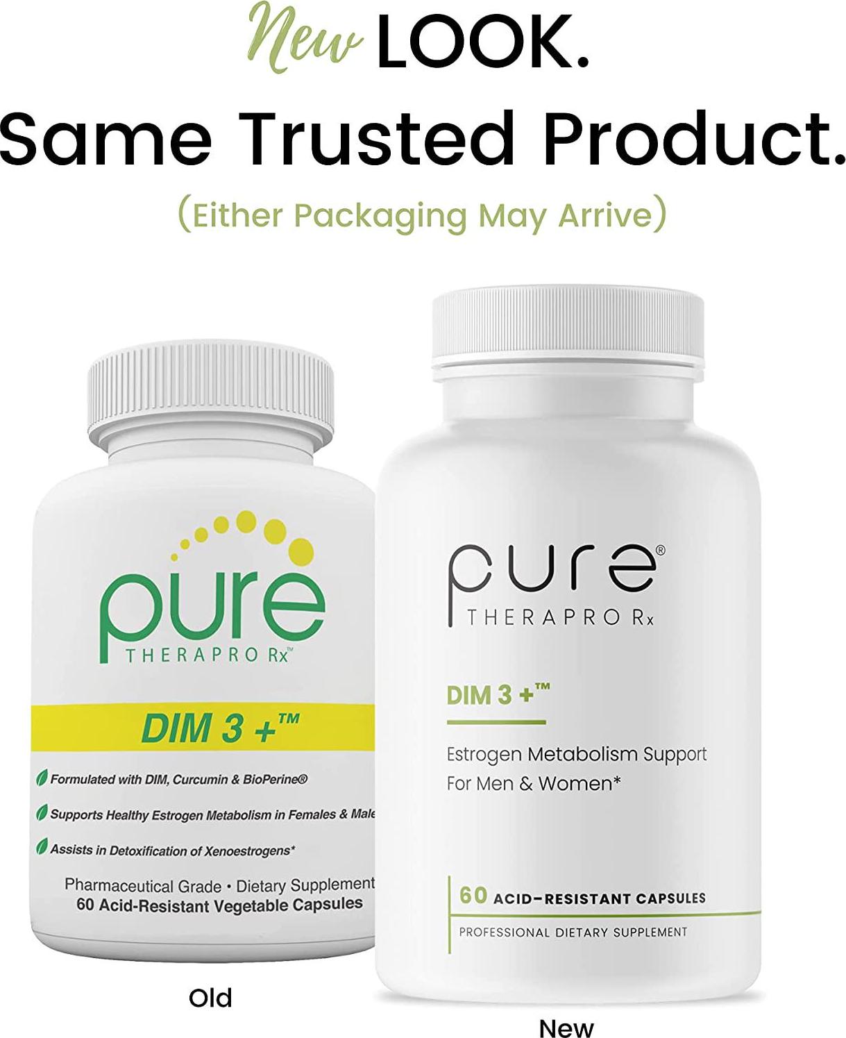 DIM 3 + (2 Month Supply) 60 Vegan Caps | DIM-200mg, Curcumin-250mg and BioPerine-2.5mg | Supports Healthy Estrogen Metabolism in Men and Women | Natural Aromatase Inhibitor | Pharmaceutical Grade