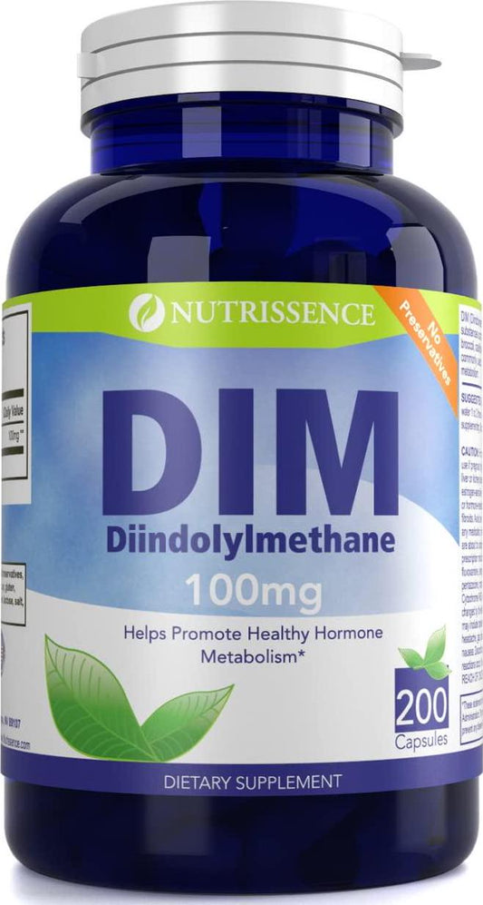 DIM Supplement - 100mg 200 Capsules - Diindolylmethane - Nutrissence