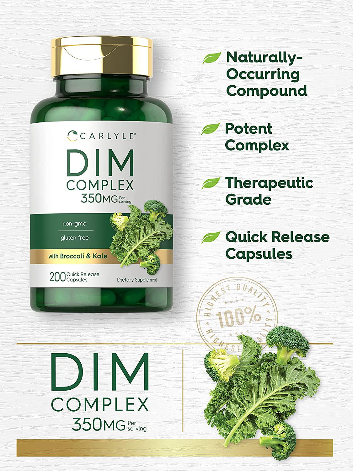 DIM Supplement | 350mg | 200 Count | Vegetarian, Non-GMO and Gluten Free Complex | by Carlyle