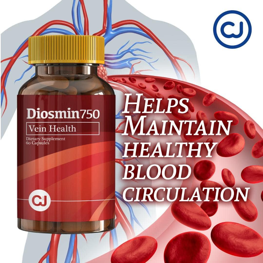 DIOSMIN 750mg Circulation and Vein Support (60 Capsules Bottle) Pure Diosmin not Mixes.