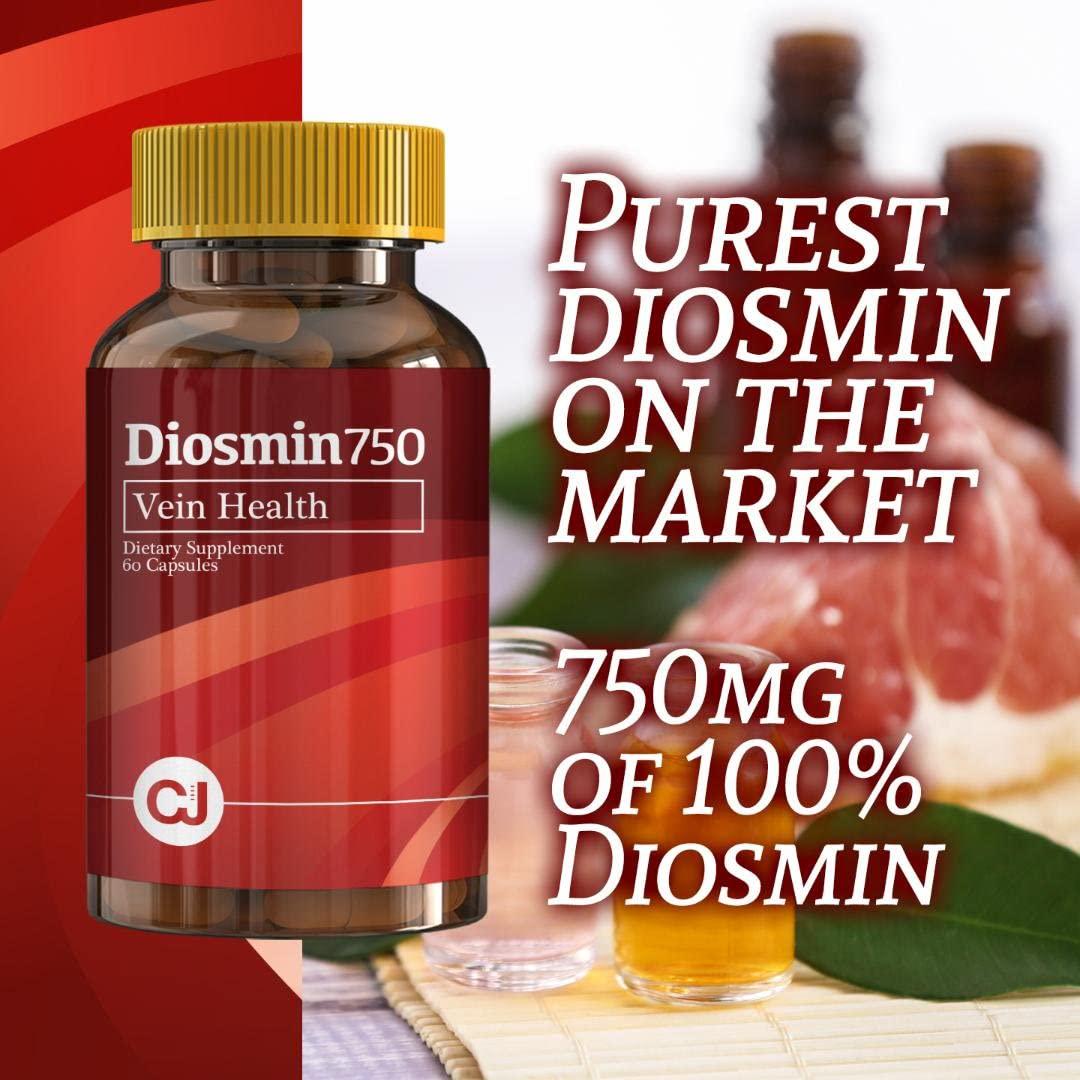 DIOSMIN 750mg Circulation and Vein Support (60 Capsules Bottle) Pure Diosmin not Mixes.