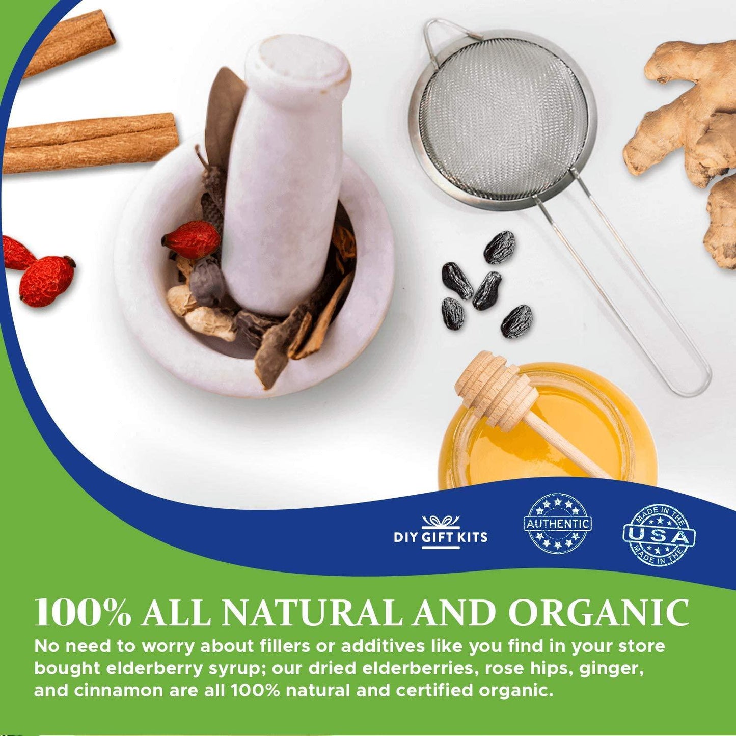 DIY Elderberry Syrup Kit | Make Your Own Elderberry Syrup for Kids and Adults | Kit Includes Organic Dried Elderberries Plus 3 Additional Herbs | All You Need to Make Organic Elderberry Syrup and More