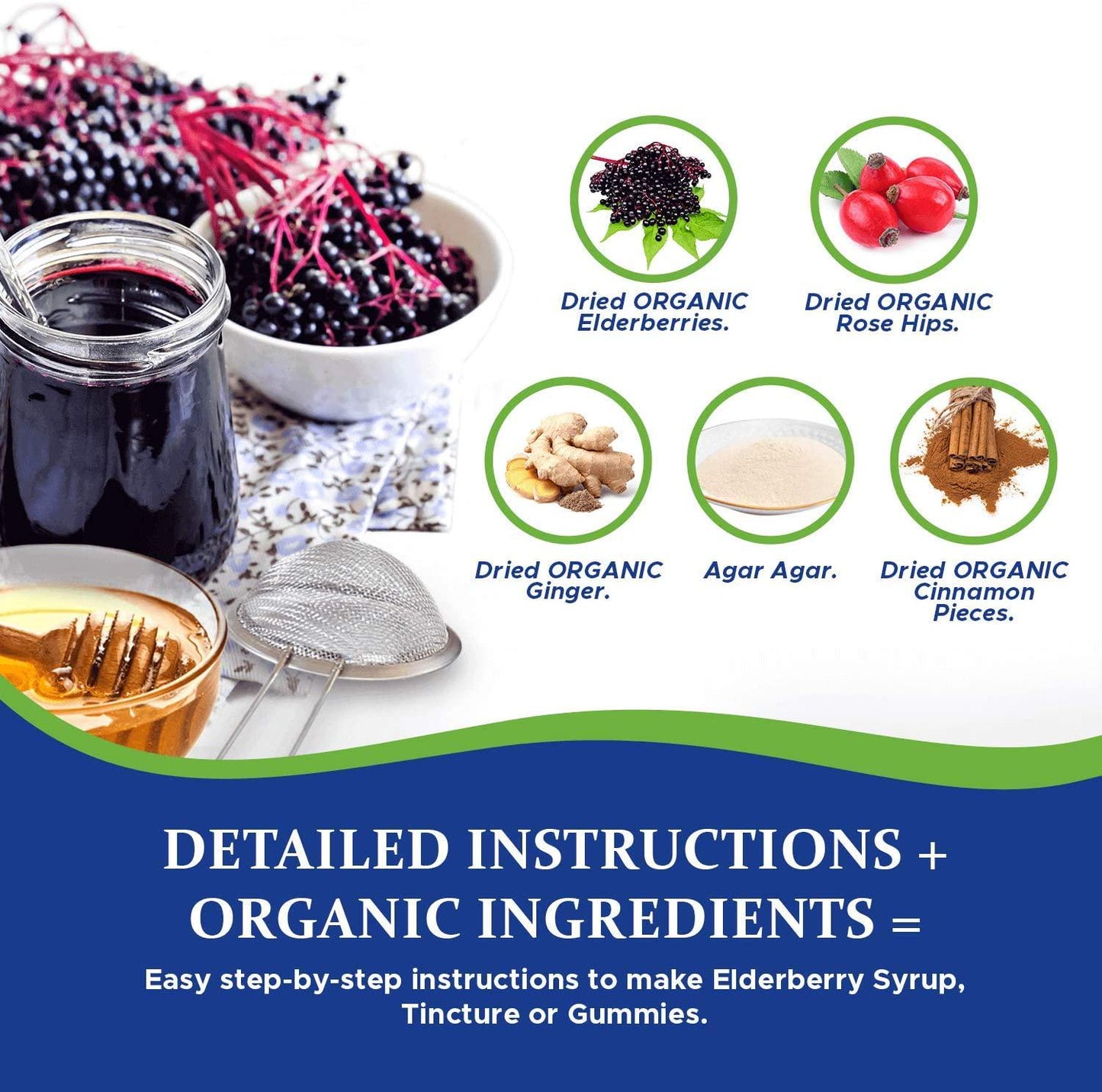 DIY Elderberry Syrup Kit | Make Your Own Elderberry Syrup for Kids and Adults | Kit Includes Organic Dried Elderberries Plus 3 Additional Herbs | All You Need to Make Organic Elderberry Syrup and More