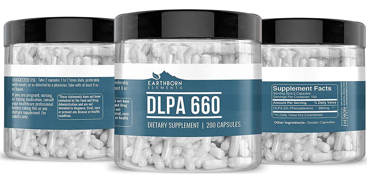 DLPA, 200 Capsules 660mg Serving, Gluten-Free, Made in USA, Naturally Sourced and Potent DL-Phenylalanine Amino Acid with No Additives, Lab-Tested for Purity, Satisfaction Guaranteed