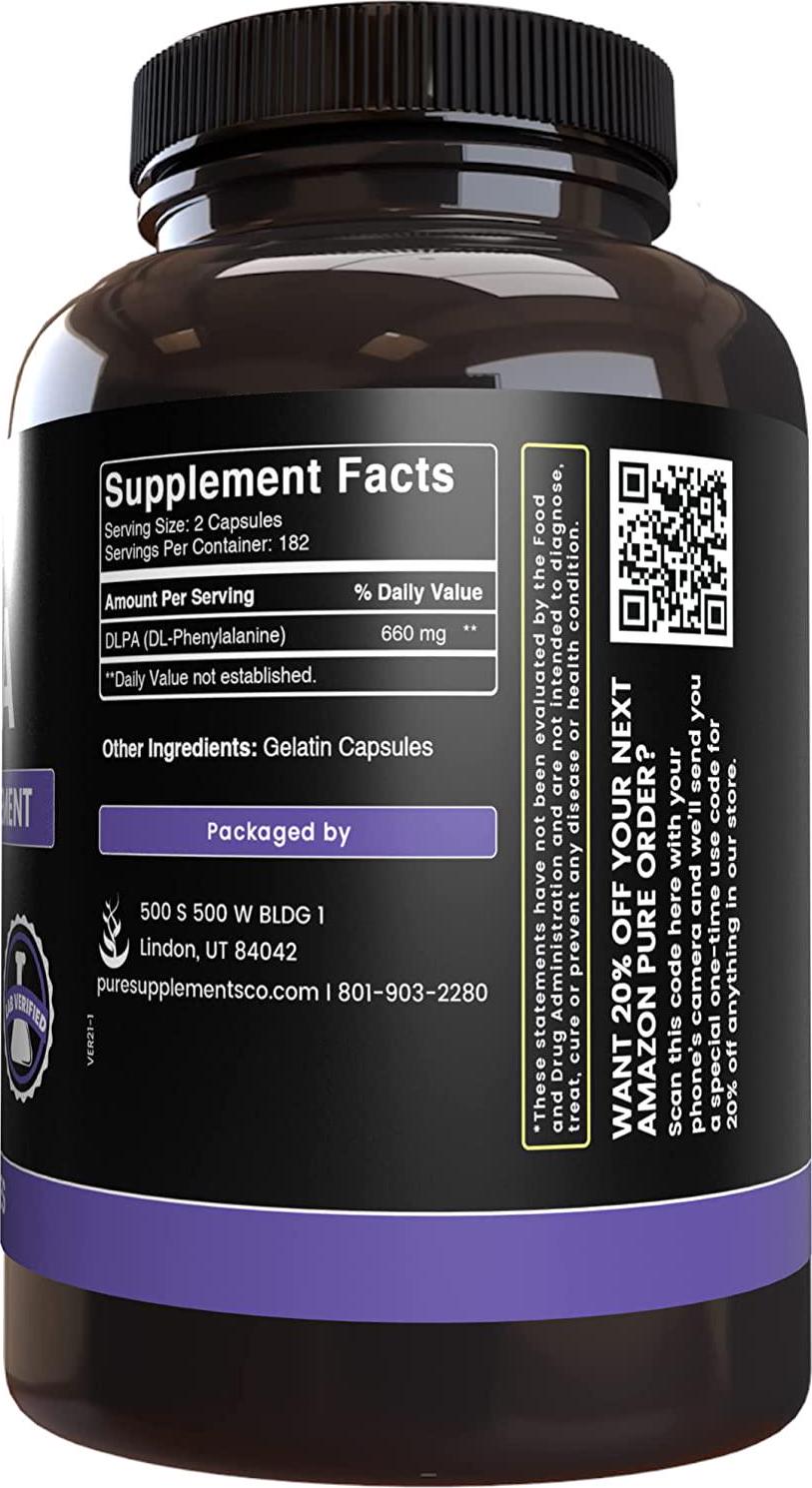 DL-Phenylalanine DLPA Mood, Energy, Lab Tested (330 mg)