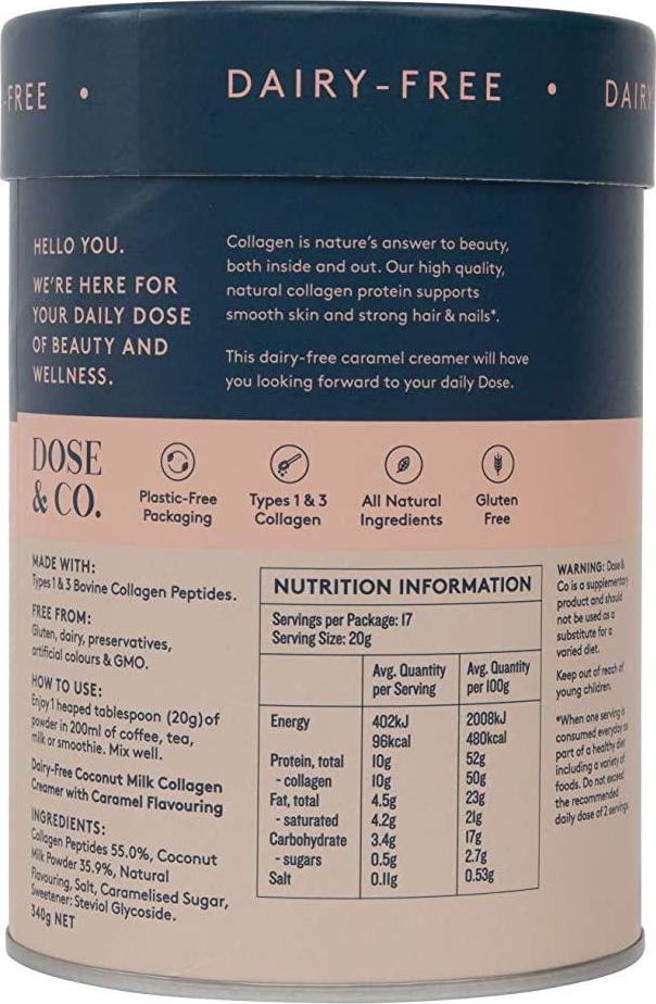 DOSE and CO Dose and Co Dairy Free Collagen Creamer (Caramel) 340g (11216)