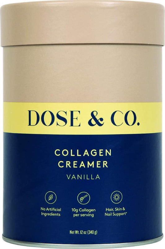 DOSE and CO Dose and Co Collagen Creamer (Vanilla) 340g - Non-GMO, Gluten Free, Sugar Free Collagen Peptides, (11203)