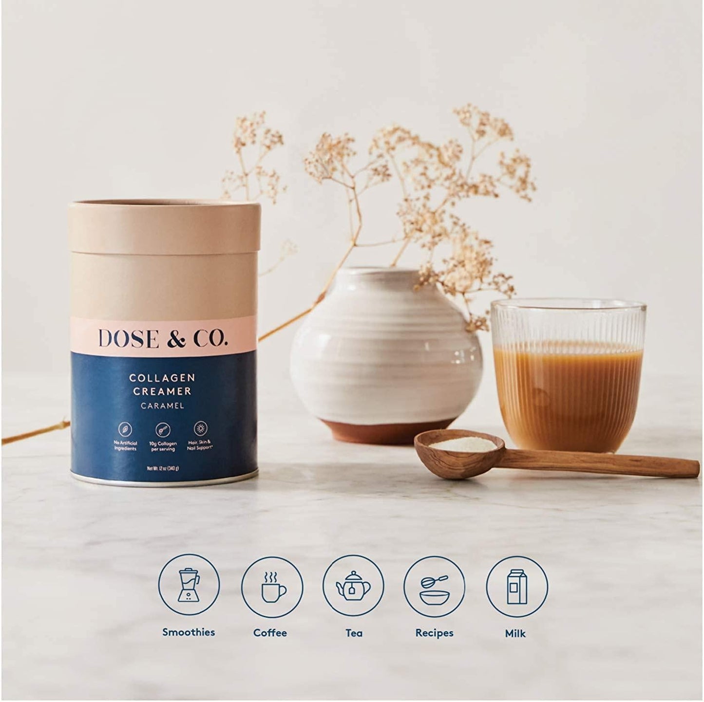 DOSE and CO Dose and Co Dairy Free Collagen Creamer (Caramel) 340g (11216)