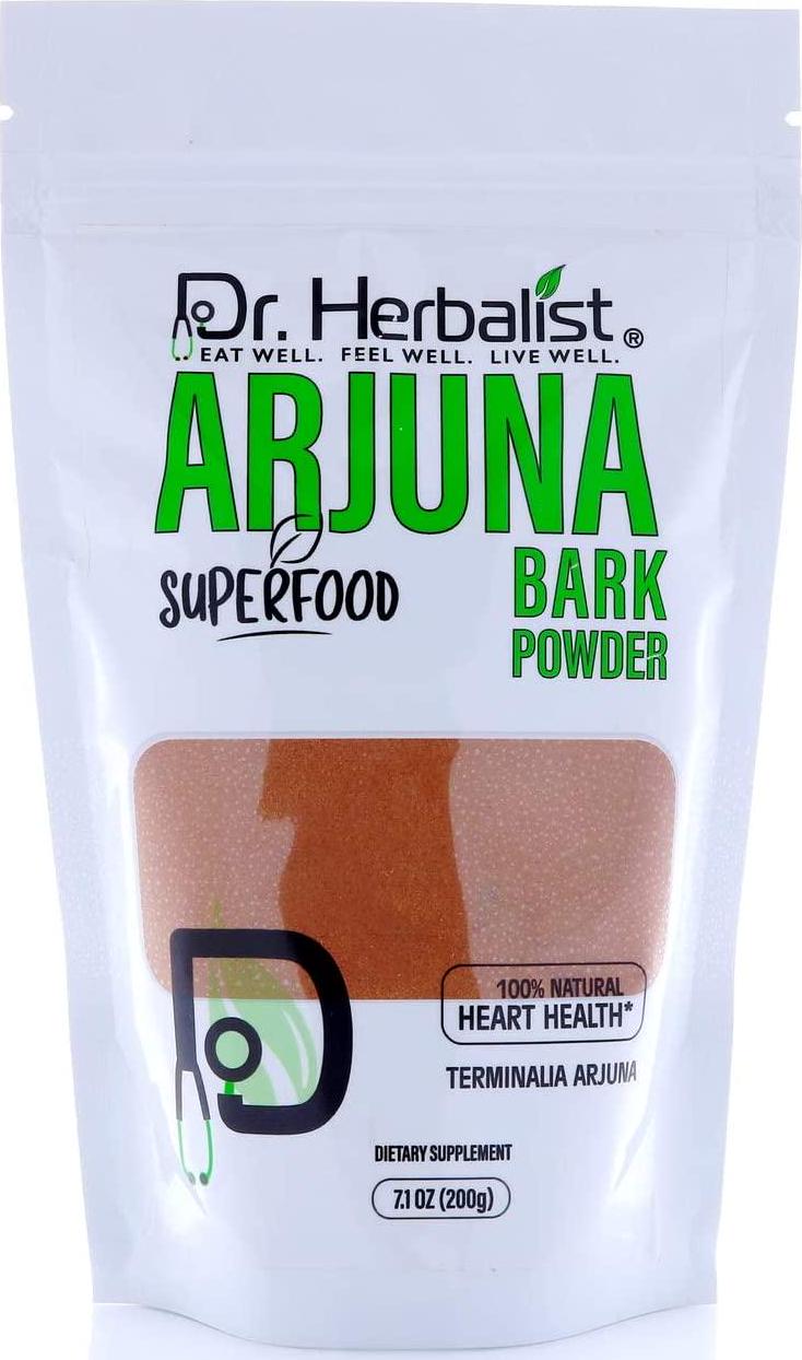 DR HERBALIST Arjuna Powder - 200g - 100% Herbal, Natural and Authentic - Potent Heart Tonic and rejuvenative - Helps to heal ulcers - Herbal Supplement for Heart Health - Resealable Pouch