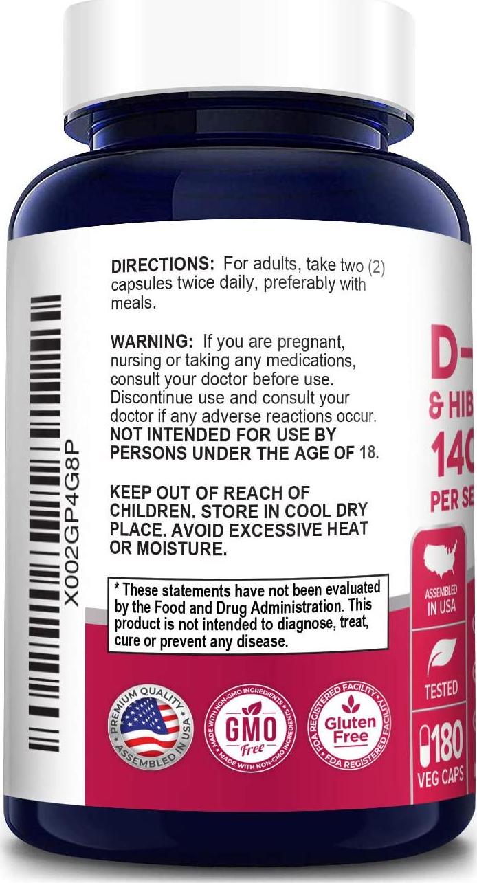D-Mannose 1000 mg 180 Veggie Caps with Hibiscus 200 mg (10:1) and Org. Cranberry Ext. 50:1 Urinary Tract Health Formula