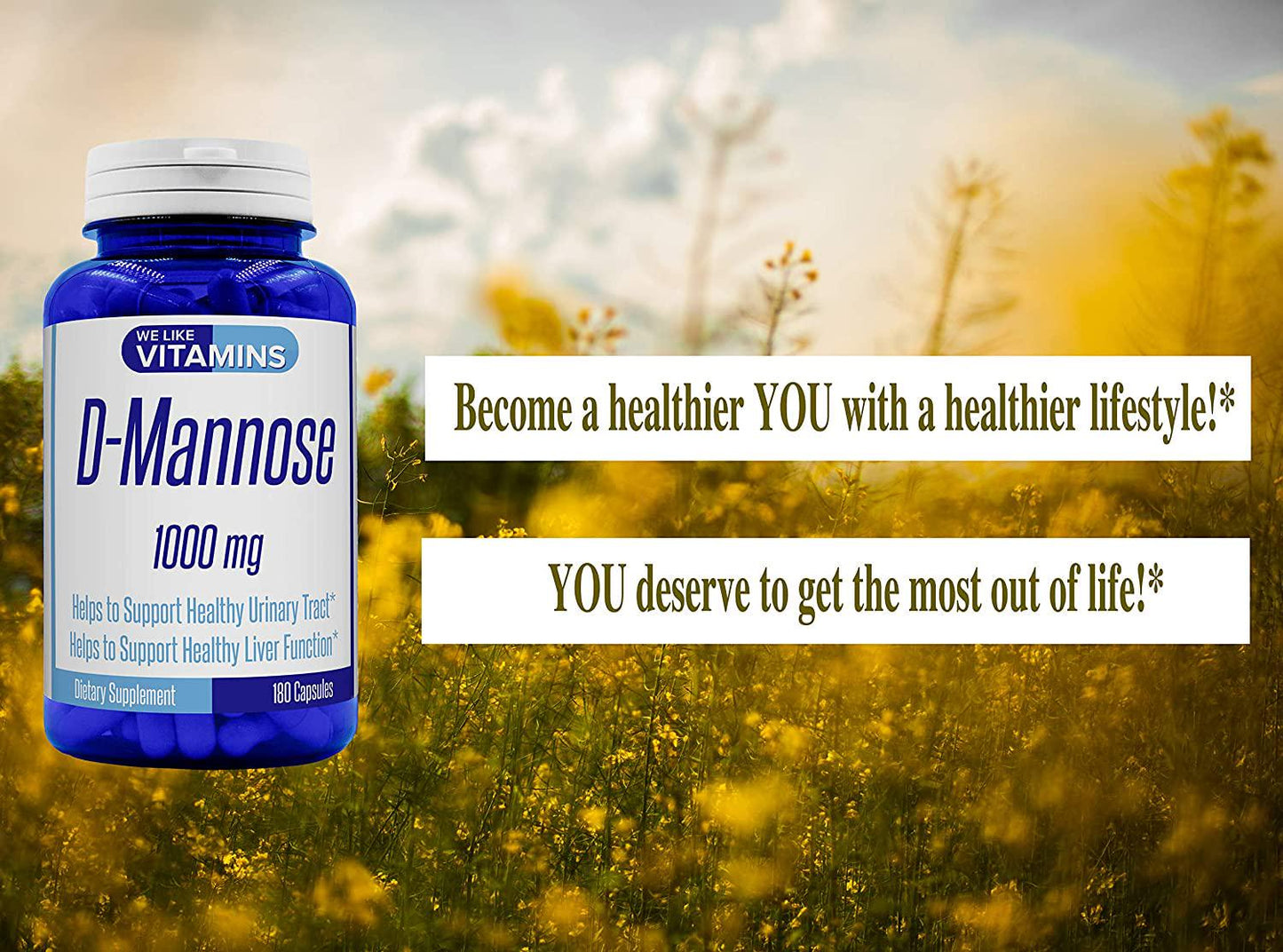 D-Mannose 1000mg per Serving 180 Capsules - 3 Month Supply - D Mannose Supplement with UTI Support in D-Mannose Capsules Helps Support Bladder and Urinary Tract Health