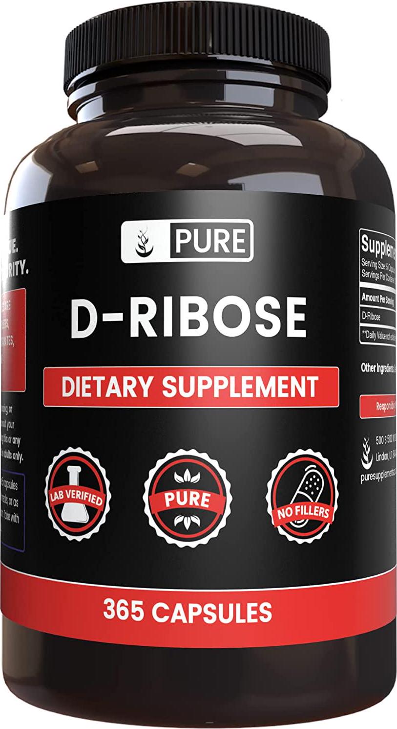 D-Ribose Capsules (365 Capsules) Lab Tested, Heart Health (2250 mg per Serving)