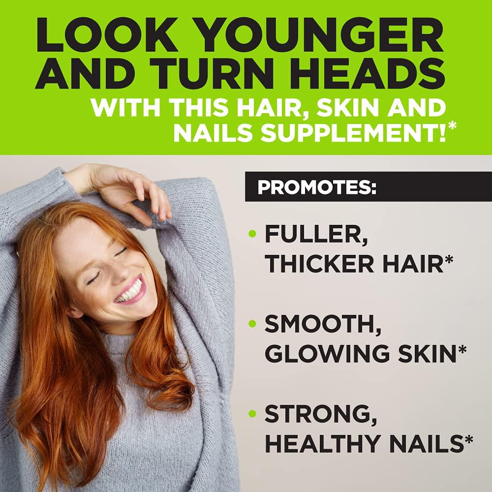 DaVinci Laboratories Hair Skin and Nails, Supplement for Hair Growth and Thickness, Biotin, Zinc, Hyaluronic Acid, MSM, Collagen, 60 Capsules