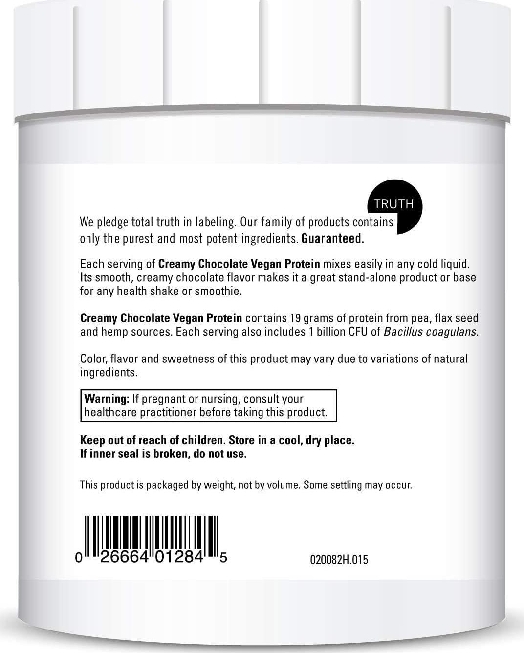 DaVinci Labs Vegan Protein - Protein Powder Supplement for Weight Support, Muscle and Tissue Repair* - With Pea, Flax Seed, and More - Creamy Chocolate Flavor - Soy and Gluten-Free - 447g, 15 Servings
