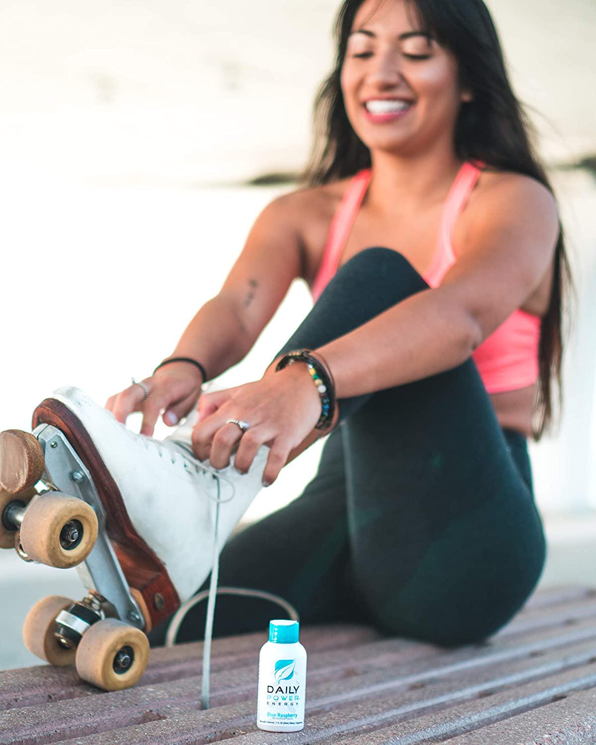 DailyPower Energy Shot - 220mg of Natural Caffeine From Green Coffee Bean, Ginseng, Monk Fruit, Stevia, Amino Acids, B-Vitamins, Zero Sugar and Zero Calorie - 6 Pack (Blue Raspberry)