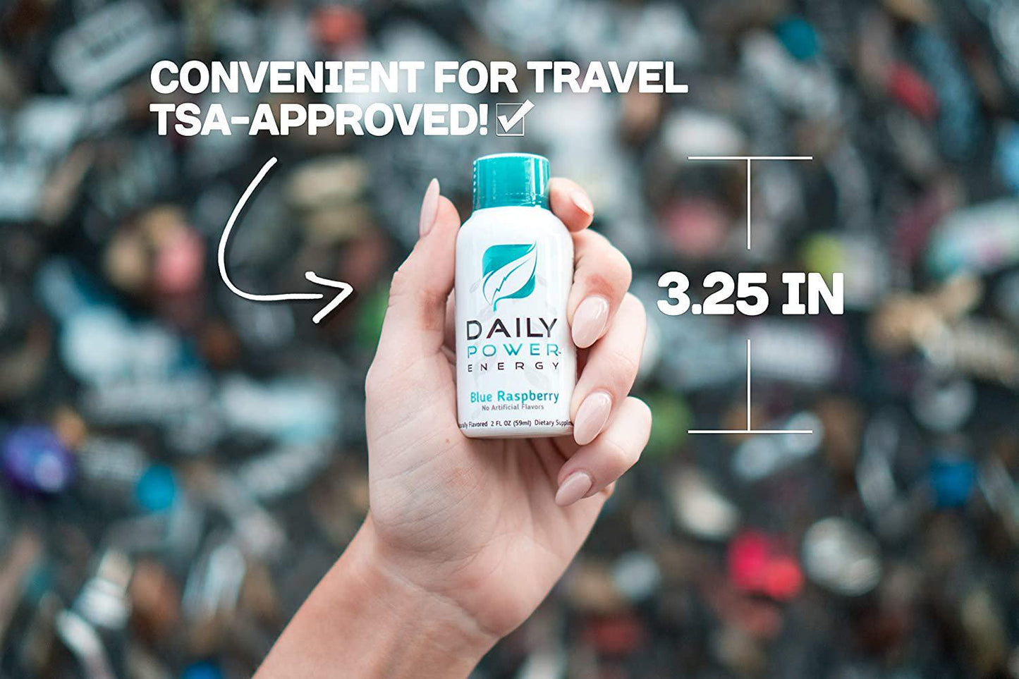 DailyPower Energy Shot - 220mg of Natural Caffeine From Green Coffee Bean, Ginseng, Monk Fruit, Stevia, Amino Acids, B-Vitamins, Zero Sugar and Zero Calorie - 6 Pack (Blue Raspberry)