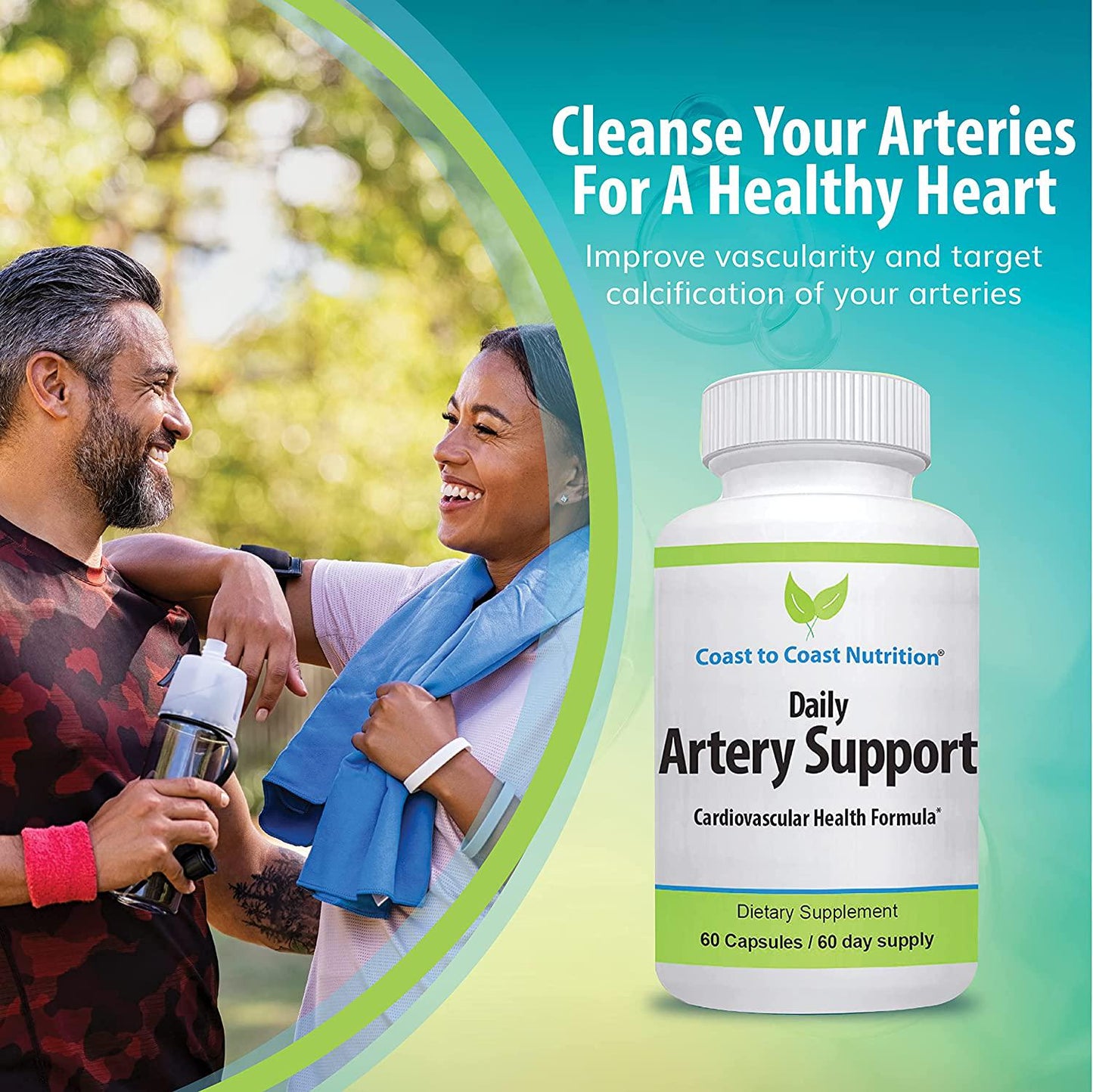 Daily Artery and HEART Health Supplement for IMPROVED CIRCULATION and CARDIOVASCULAR HEALTH. Supports Improved Blood Flow and Addresses Calcification of BLOOD VESSELS for a HEALTHY HEART | 60 Day Supply