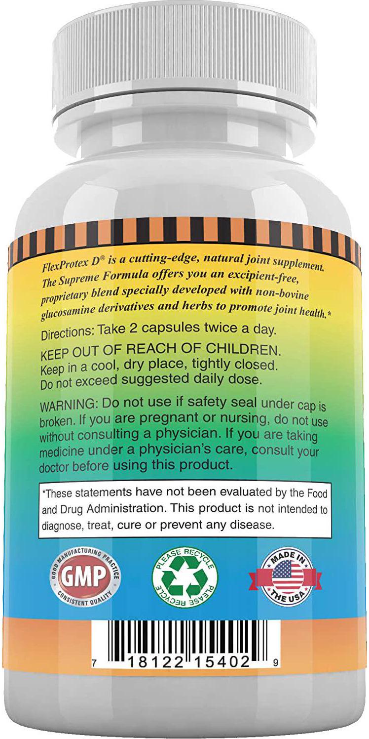 Daily Health, Flexprotex D 884mg Joint Muscle Support Natural Herbal Ingredients Turmeric Chondroitin Glucosamine Yucca Boswellia Hyaluronic Acid Ashwagandha D3 Magnesium Blend 1 Bottle 120 Capsules