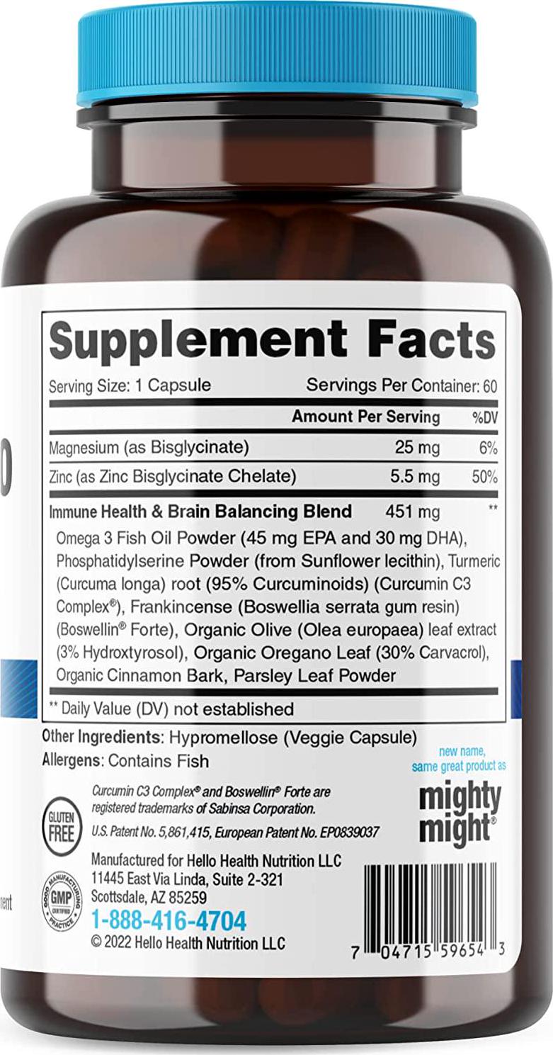 Daily Immune Support Supplement Immunostrong 10-in-1 Immune System Defense Plus Immune Booster Oregano, Olive Leaf, Anti Inflammatory Omega 3, Turmeric Curcumin and Zinc Vitamins for Adults/Kids -60 ct