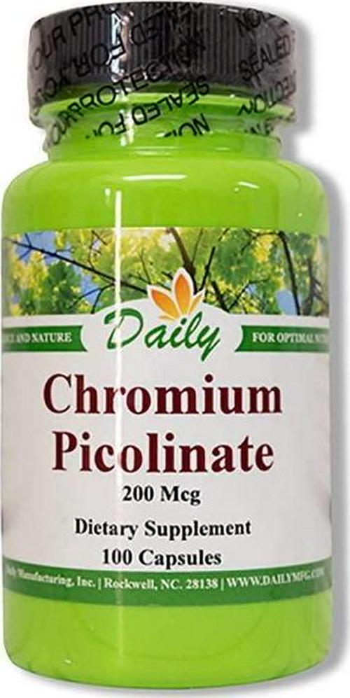 Daily Manufacturing Chromium Picolinate 100 Capsules, 2 Pack