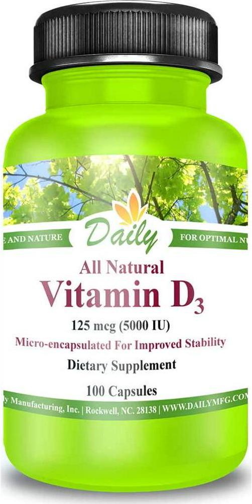 Daily Manufacturing -Vitamin D3 (5000 IU) |100 Capsules